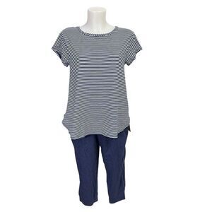Koolaburra by Ugg 2-Piece Lounge Set Blouse & cropped pants in Navy sz Small NEW